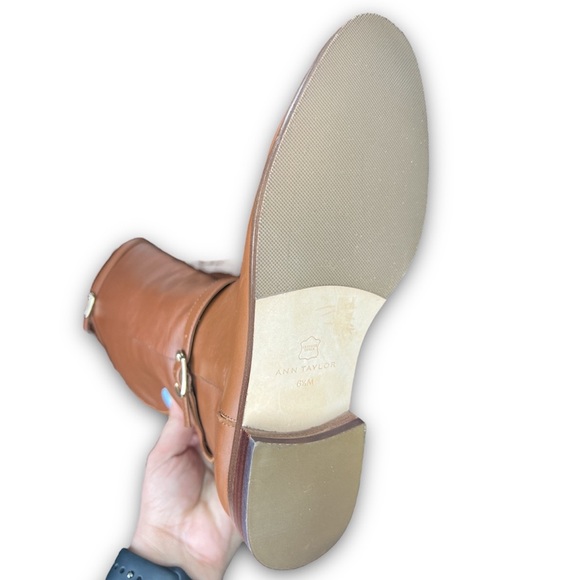 Ann Taylor Adalia Buckle Imported Leather Round Toe Boots - Picture 8 of 9